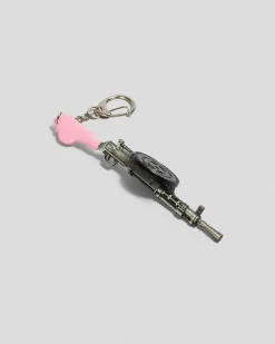 Gifts & Novelty*Miscellaneous Machine Gun Keyring Silver/pink