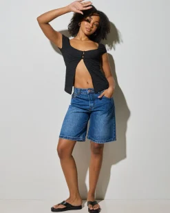 Tops*Ava And Ever Mackena Split Front Top Black