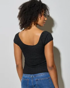 Tops*Ava And Ever Mackena Split Front Top Black