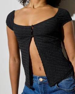 Tops*Ava And Ever Mackena Split Front Top Black
