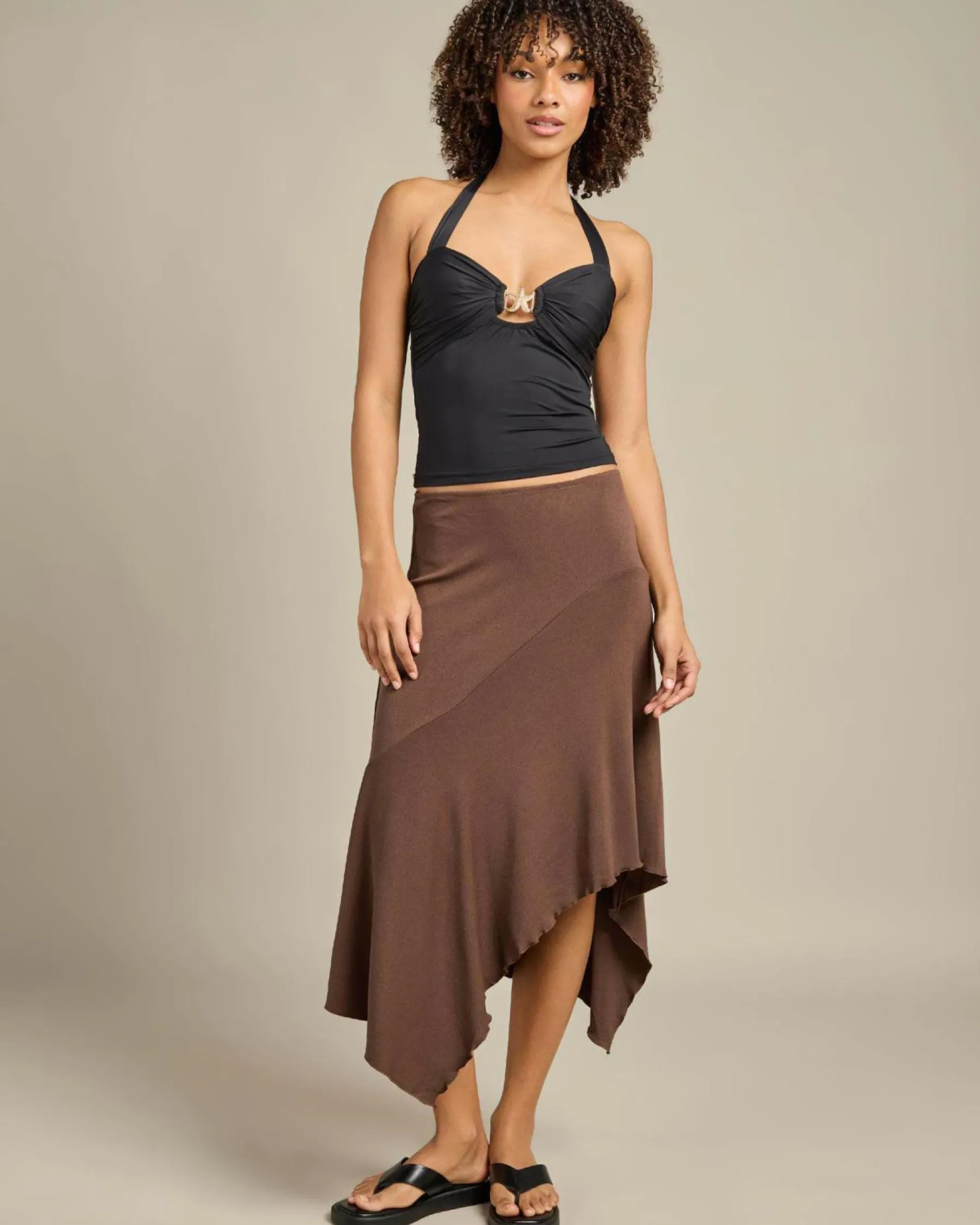 Bottoms*Mooloola Mallorca Midi Skirt Espresso