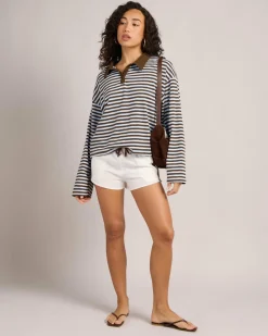 Tops*Mint Vanilla Mason Stripe Long Sleeve Top Blue Stripe