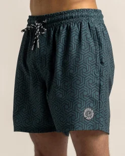 Board Shorts|Shorts & Bottoms*Jacks Matrix Elastic Waist Board Shorts Marine Green