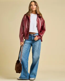 Maverick Faux Leather Bomber Jacket Women Jackets & Coats