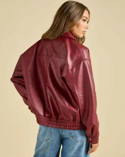 Maverick Faux Leather Bomber Jacket Women Jackets & Coats