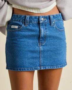 Denim|Bottoms*Rusty Mavericks Low Rise Denim Mini Skirt Middy Blue
