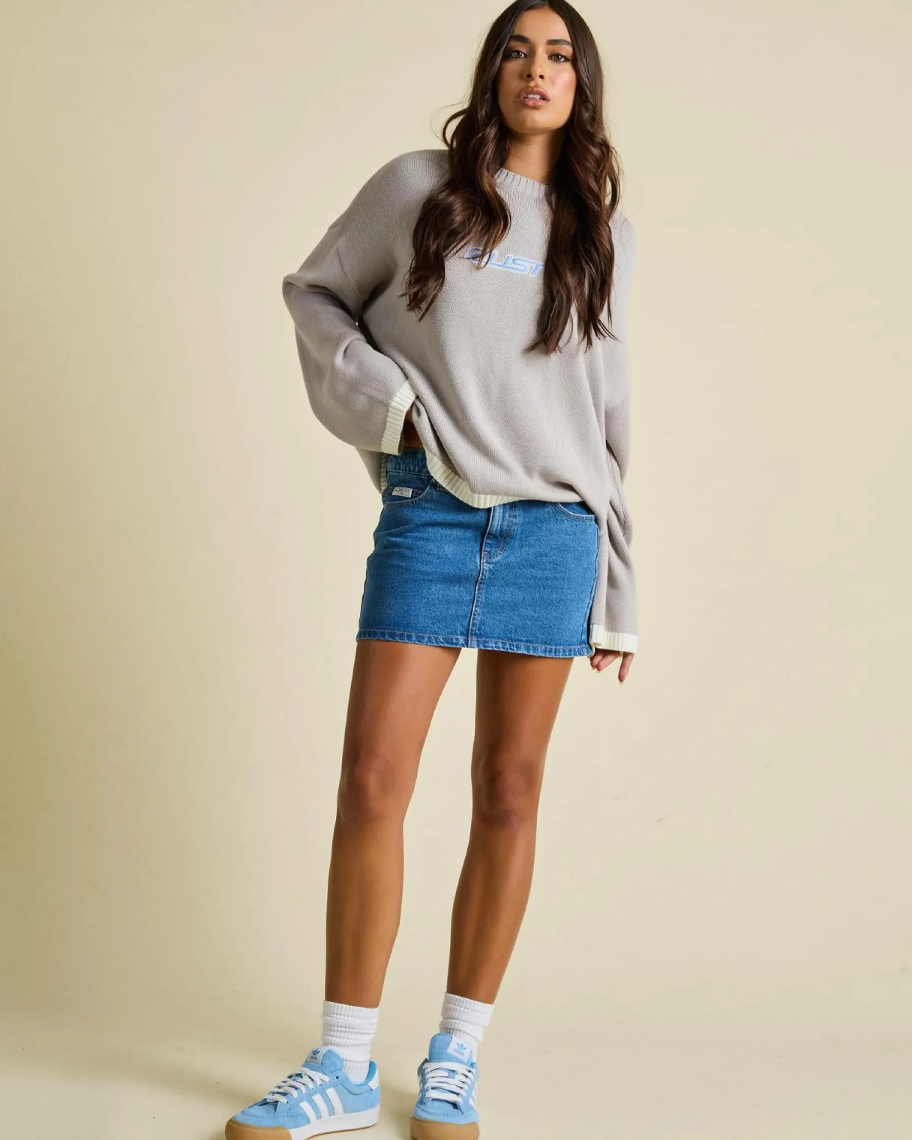 Denim|Bottoms*Rusty Mavericks Low Rise Denim Mini Skirt Middy Blue
