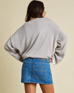 Denim|Bottoms*Rusty Mavericks Low Rise Denim Mini Skirt Middy Blue