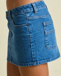 Denim|Bottoms*Rusty Mavericks Low Rise Denim Mini Skirt Middy Blue