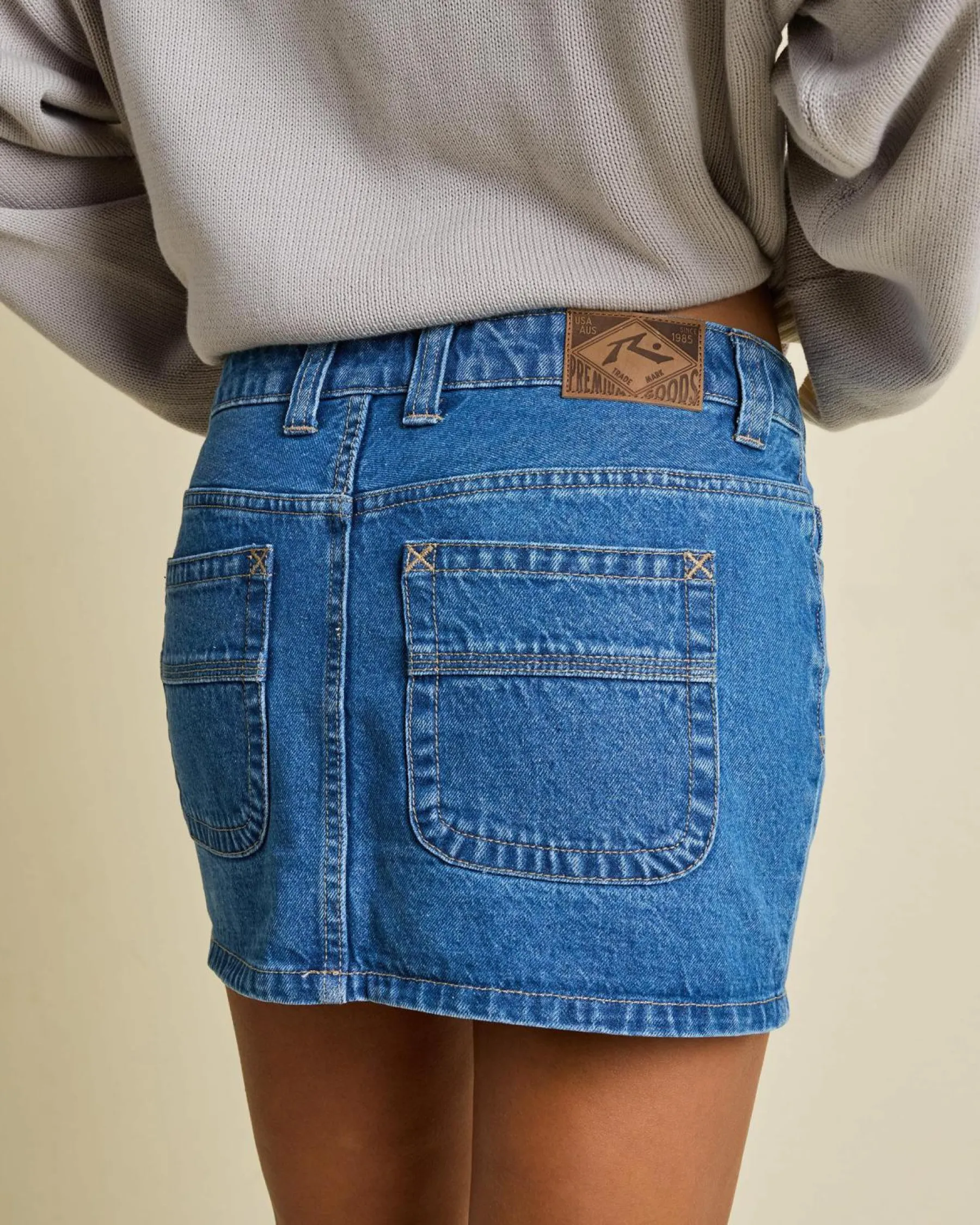 Denim|Bottoms*Rusty Mavericks Low Rise Denim Mini Skirt Middy Blue
