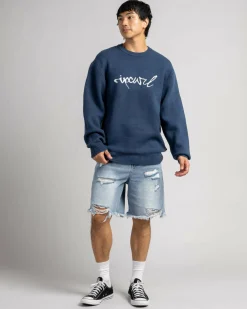 Hoodies & Sweatshirts*Rip Curl Medina Script Crew Knit Sweatshirt Light Navy