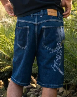 Hot Medina Script Denim Walk Shorts Denim|Shorts & Bottoms