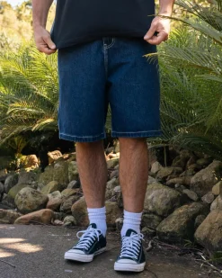 Hot Medina Script Denim Walk Shorts Denim|Shorts & Bottoms