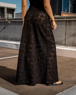 Bottoms*Mooloola Meli French Lace Maxi Skirt Black
