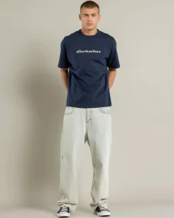 Tops & T-Shirts*Quiksilver Mercury Chrome Old English T-Shirt Black Iris
