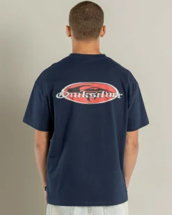 Tops & T-Shirts*Quiksilver Mercury Chrome Old English T-Shirt Black Iris