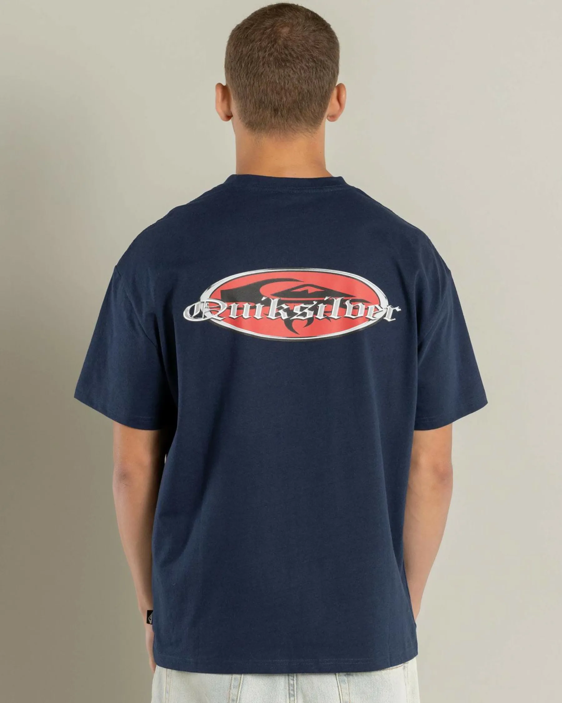 Tops & T-Shirts*Quiksilver Mercury Chrome Old English T-Shirt Black Iris
