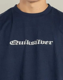 Tops & T-Shirts*Quiksilver Mercury Chrome Old English T-Shirt Black Iris