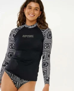 Rash Vests*Rip Curl Mermaid Beach Long Sleeve UPF Rash Vest Black