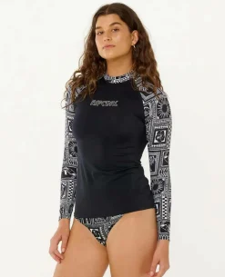 Rash Vests*Rip Curl Mermaid Beach Long Sleeve UPF Rash Vest Black