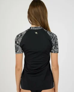 Rash Vests*Rip Curl Mermaid Beach Short Sleeve UPF Rash Vest Black