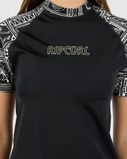Rash Vests*Rip Curl Mermaid Beach Short Sleeve UPF Rash Vest Black