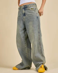 Discount Messenger Bag Baggy Split Jeans Women Denim|Bottoms