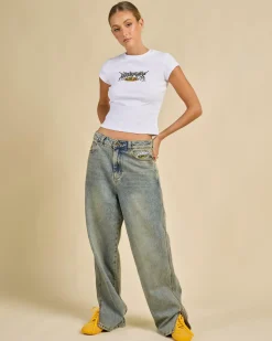 Discount Messenger Bag Baggy Split Jeans Women Denim|Bottoms