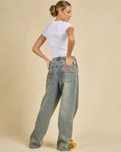 Discount Messenger Bag Baggy Split Jeans Women Denim|Bottoms