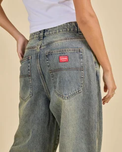 Discount Messenger Bag Baggy Split Jeans Women Denim|Bottoms