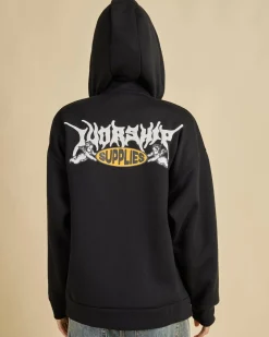 Hot Messenger Zip Front Hoodie Women Jumpers & Hoodies|Jackets & Coats