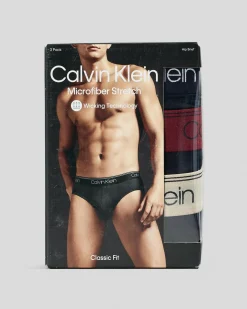 Underwear & Sleepwear*Calvin Klein Micro Stretch Hip Briefs 3 Pack Black W/ Black/syrah/cocoon Wbs