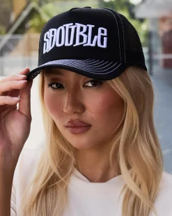 Headwear*S-Double Mid Block Trucker Black