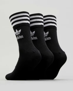 Socks*adidas Mid Cut Crew Socks 3 Pack Black/white