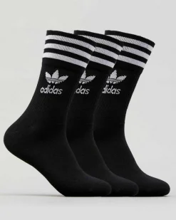Socks*adidas Mid Cut Crew Socks 3 Pack Black/white