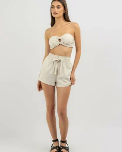 Sets|Linen Blend*Mooloola Mila Hawaii Shorts Natural Salt & Pepper