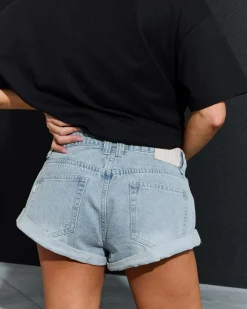 Denim|Bottoms*DESU Miley Micro Denim Shorts Distressed Bleach