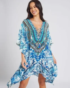 Beach Covers & Overswim*Kaiami Mimosa Kaftan Cover Up Blue