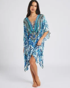 Beach Covers & Overswim*Kaiami Mimosa Kaftan Cover Up Blue
