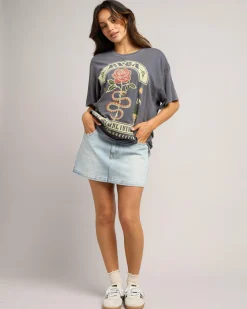 Denim|Bottoms*RVCA Mini Denim Skirt Bleached Indigo