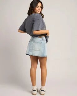 Denim|Bottoms*RVCA Mini Denim Skirt Bleached Indigo