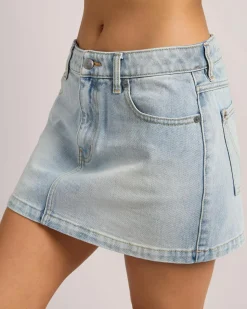 Denim|Bottoms*RVCA Mini Denim Skirt Bleached Indigo