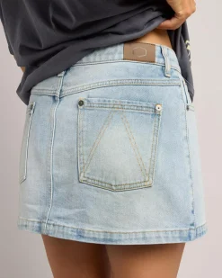 Denim|Bottoms*RVCA Mini Denim Skirt Bleached Indigo