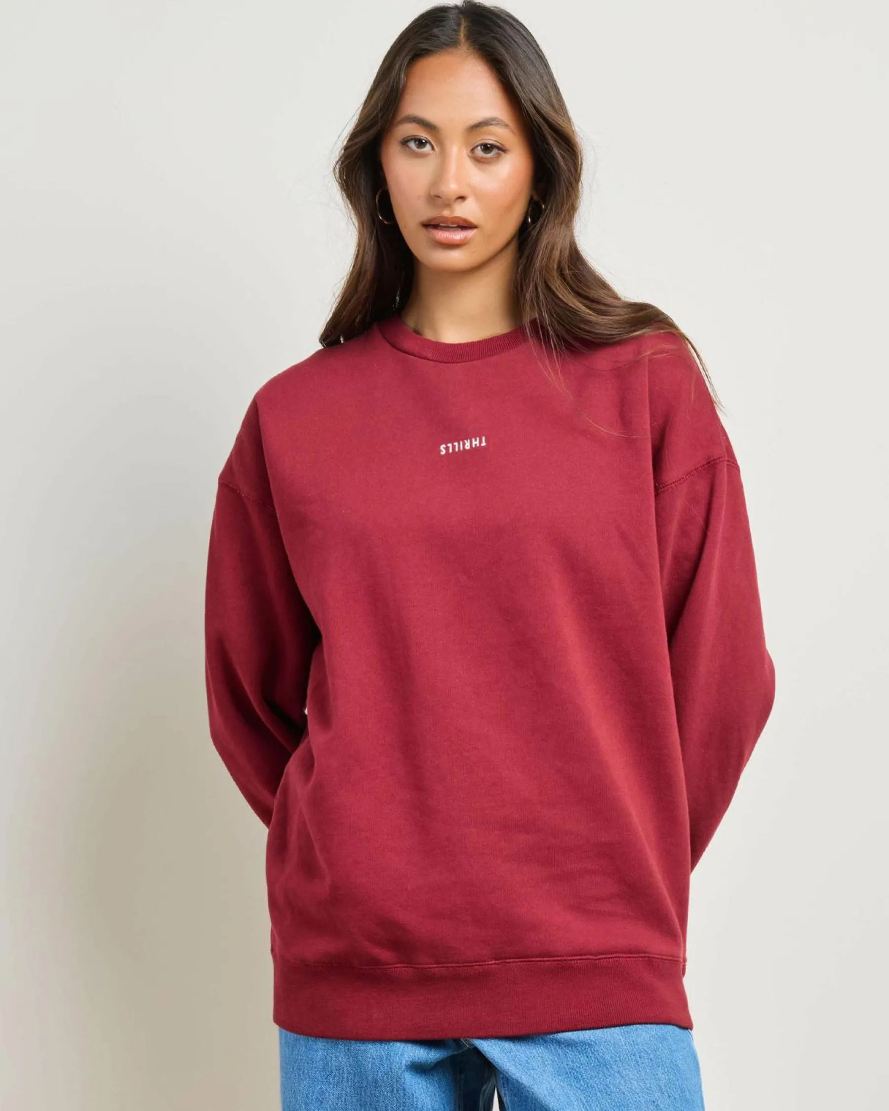 Jumpers & Hoodies*Thrills Minimal Slouch Crew Sweatshirt Cabernet