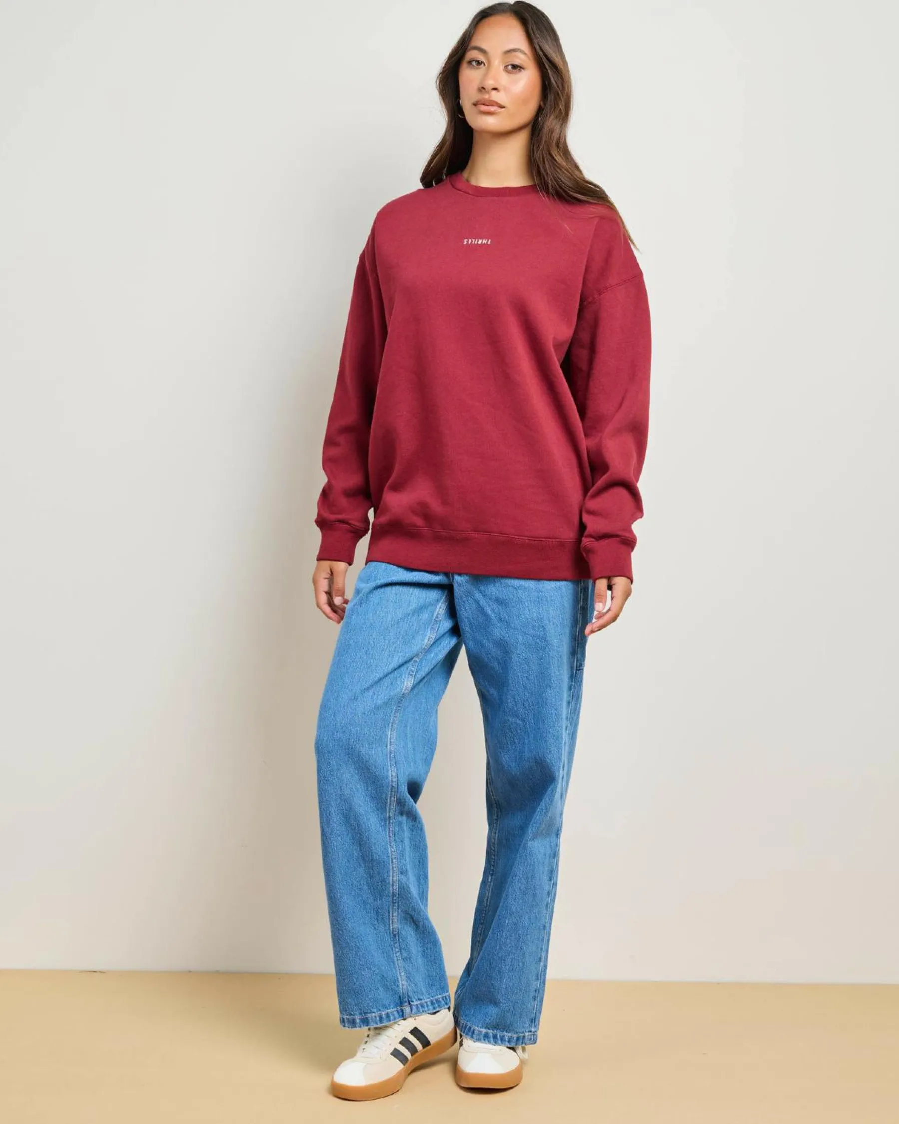 Jumpers & Hoodies*Thrills Minimal Slouch Crew Sweatshirt Cabernet