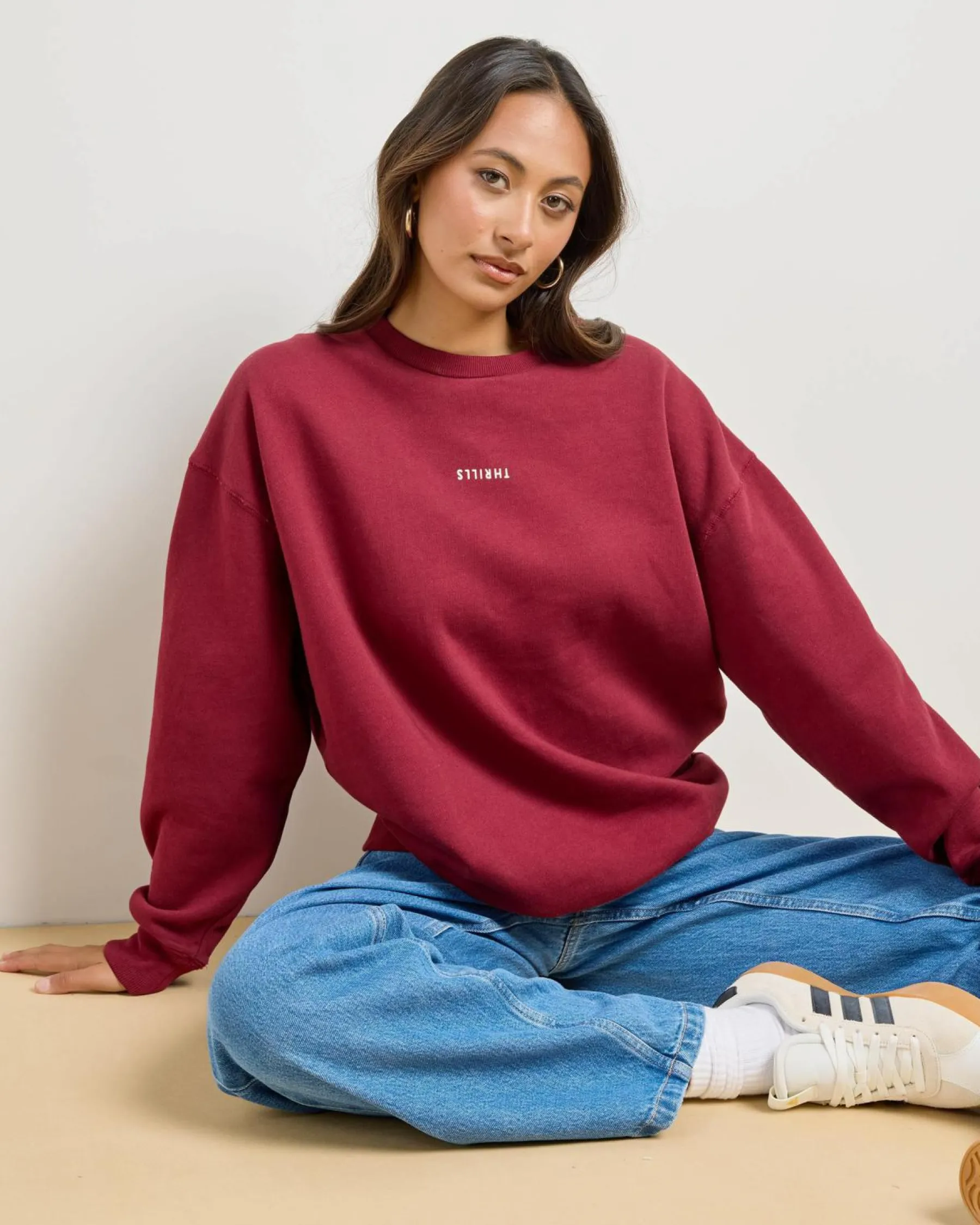 Jumpers & Hoodies*Thrills Minimal Slouch Crew Sweatshirt Cabernet