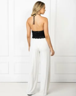 Tops*Mooloola Misty Crochet Halter Top Black