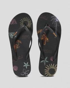 Flip Flops*Rip Curl Mixed Bloom Thongs Washed Black