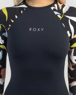 Surf|Wetsuits & Surfsuits*Roxy Mixed Solid Print Basic Surfsuit Anthracite Hibiscus Wave Swim