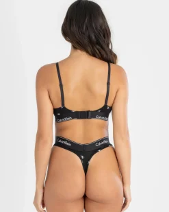 Intimates & Sleepwear*Calvin Klein Modern Cotton Thong Black Diamond Logo Print